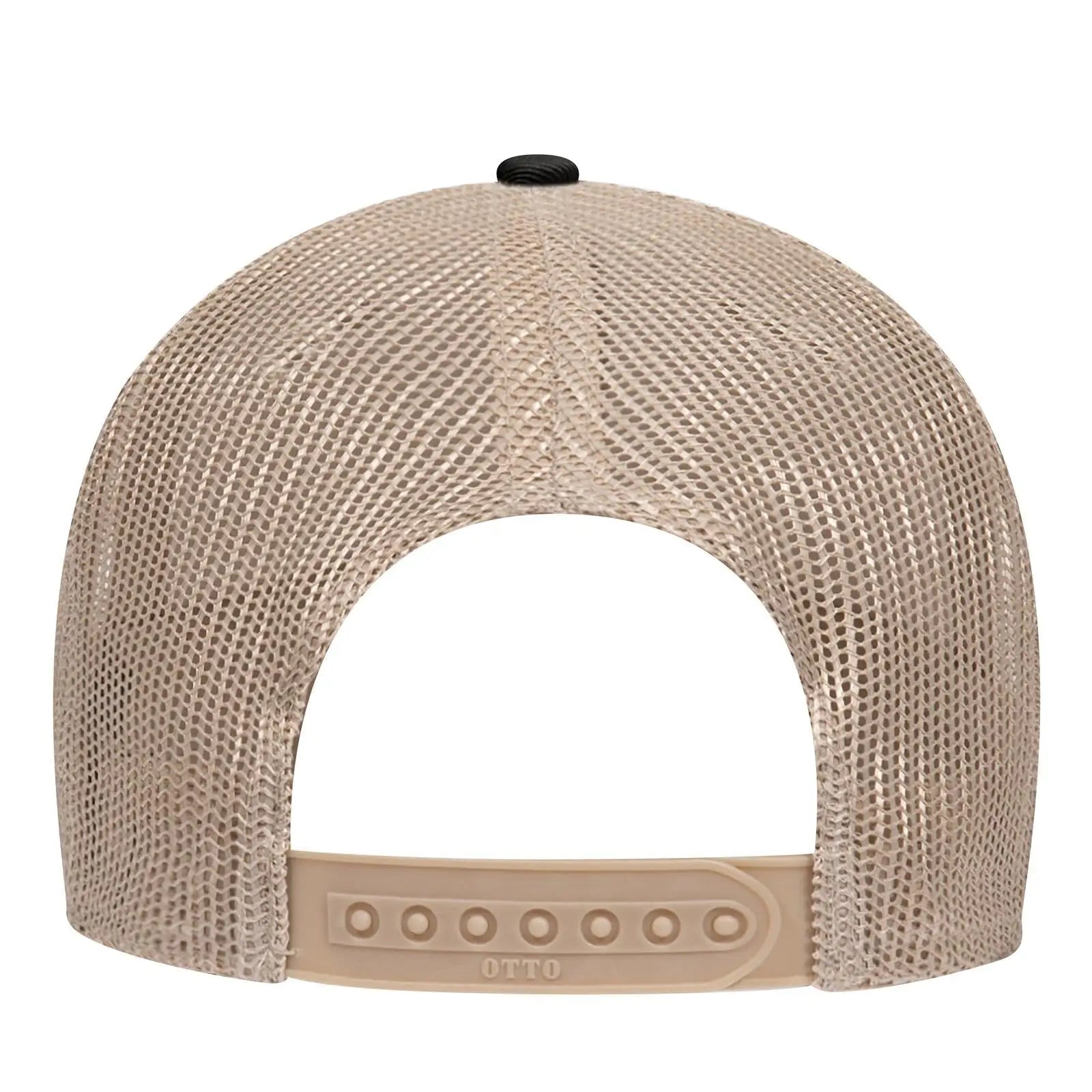 OTTO 83-473 6 Panel Low Profile Mesh Back Trucker Cap - Blk/Kha - Blk/Kha / 6 1/2’’ - 7 5/8’’