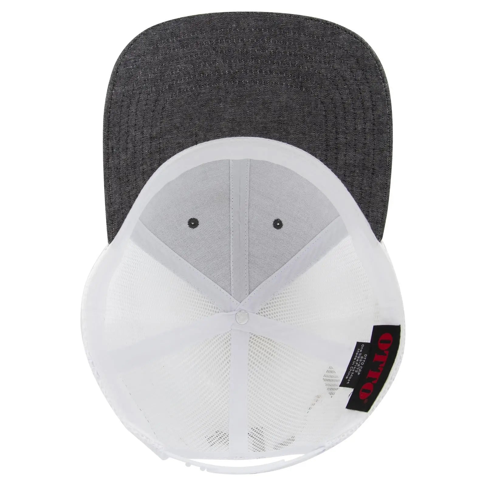 OTTO 83-473 6 Panel Low Profile Mesh Back Trucker Cap - Blk/Wht - Blk/Wht / 6 1/2’’ - 7 5/8’’