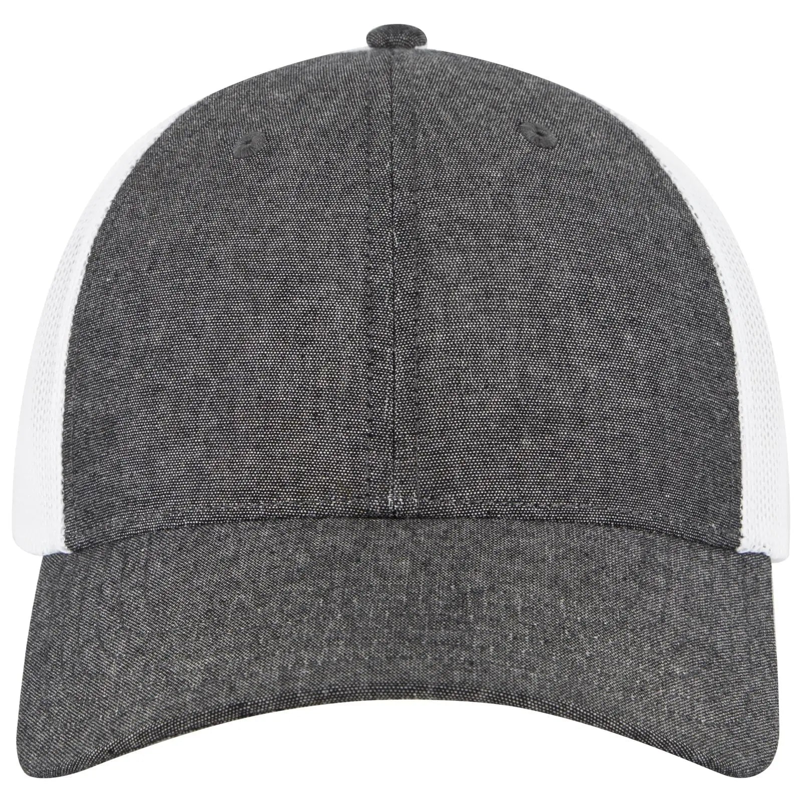 OTTO 83-473 6 Panel Low Profile Mesh Back Trucker Cap - Blk/Wht - Blk/Wht / 6 1/2’’ - 7 5/8’’