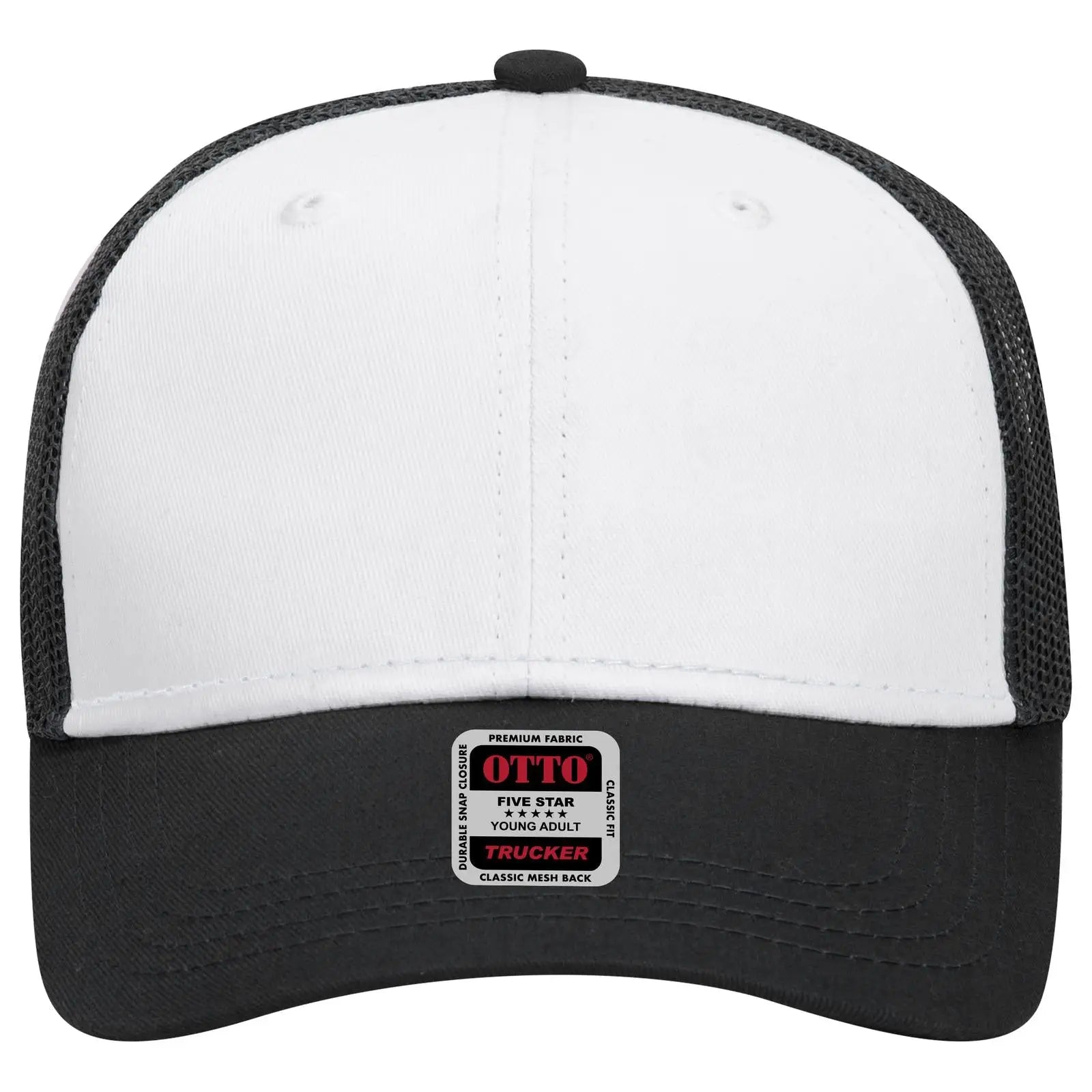 OTTO 83-473 6 Panel Low Profile Mesh Back Trucker Cap - Blk/Wht/Blk