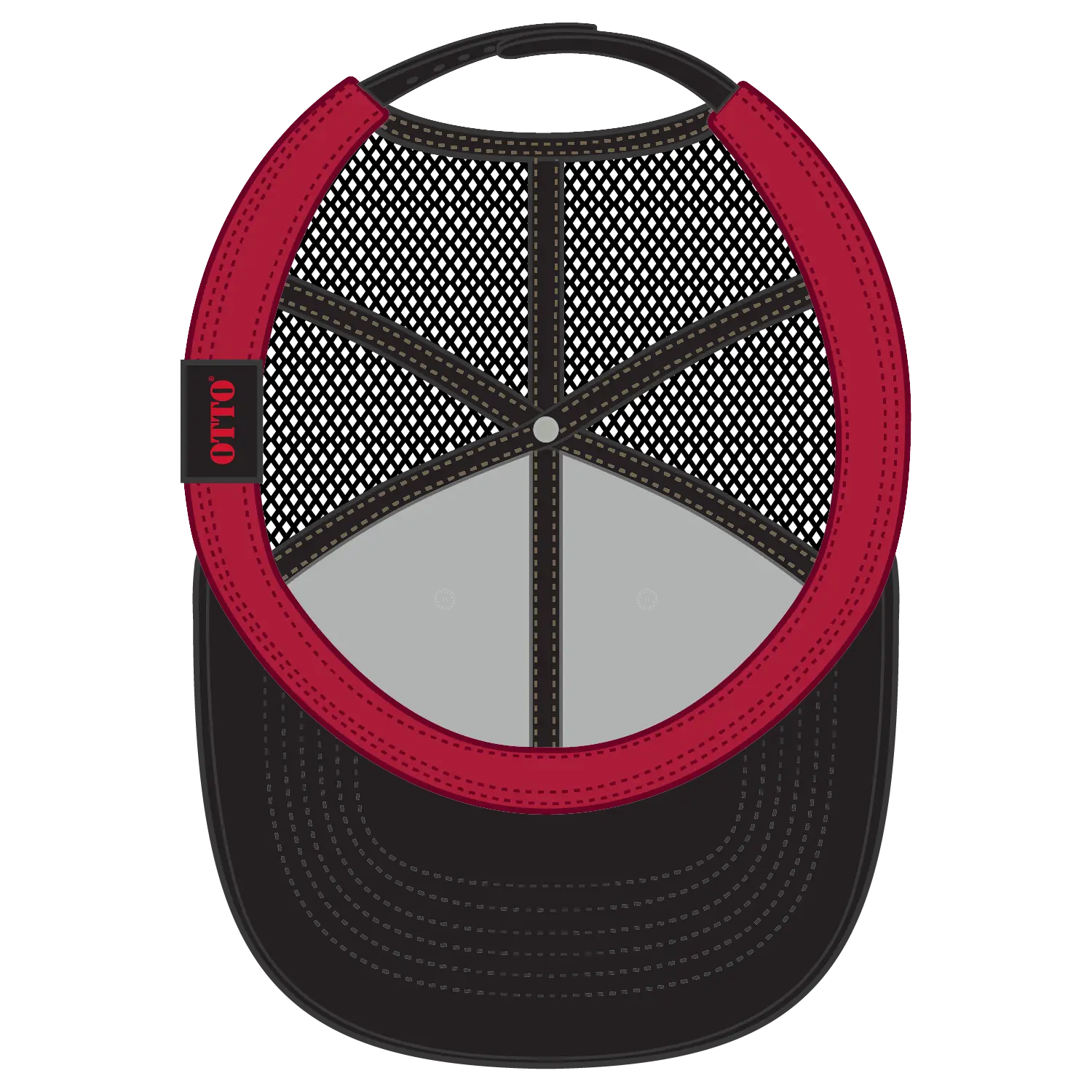 OTTO 83-473 6 Panel Low Profile Mesh Back Trucker Cap - Blk/Wht/Blk