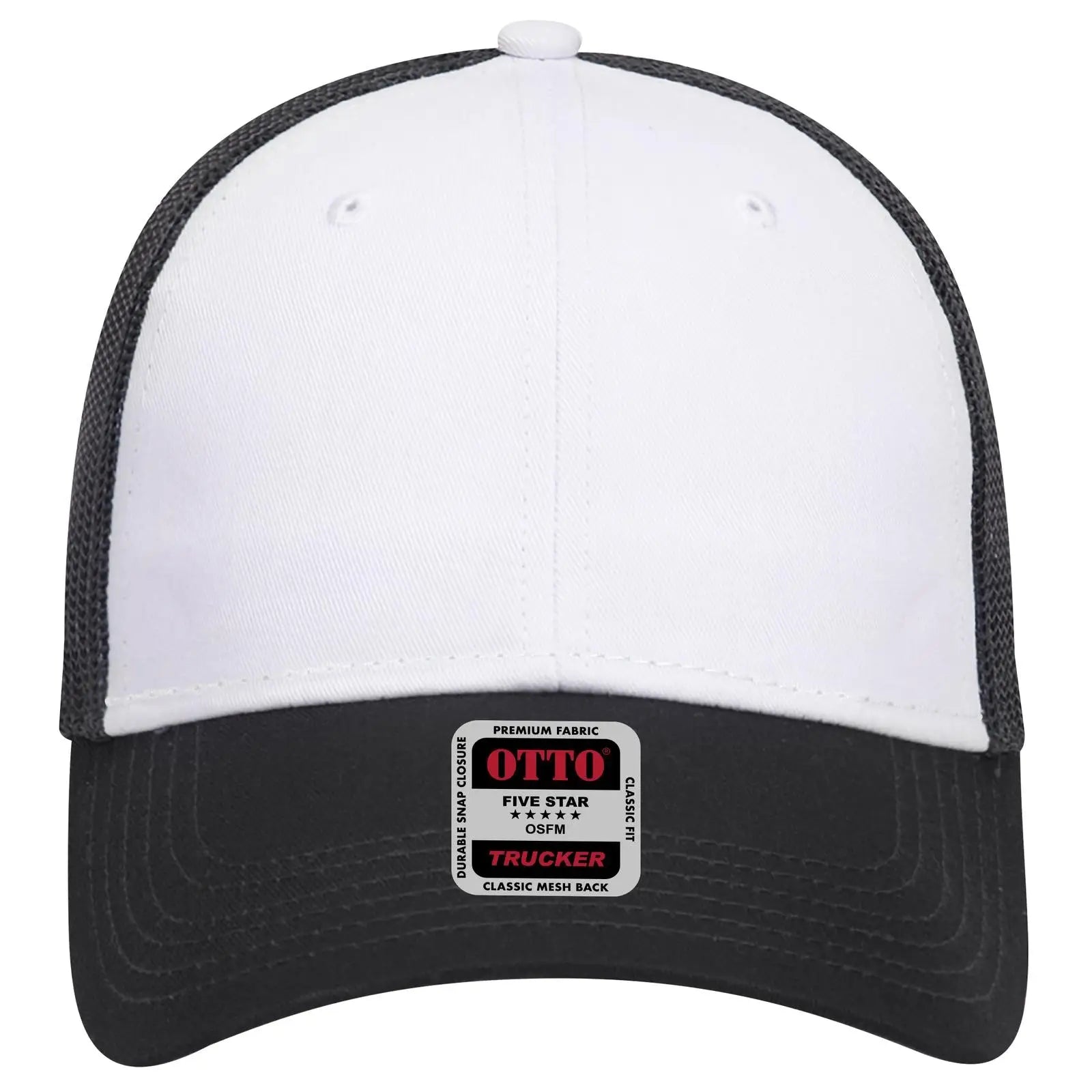 OTTO 83-473 6 Panel Low Profile Mesh Back Trucker Cap - Blk/Wht/Blk