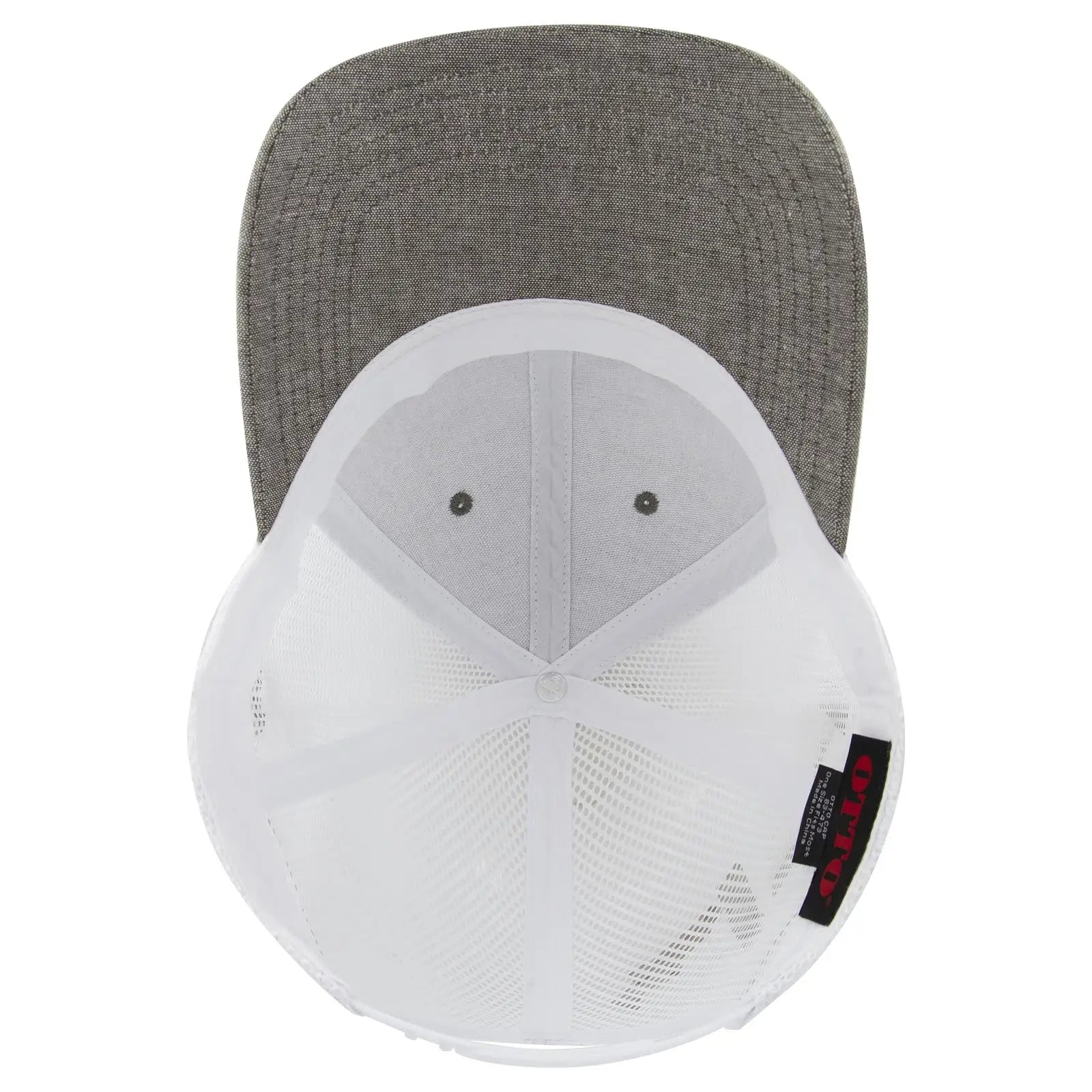 OTTO 83-473 6 Panel Low Profile Mesh Back Trucker Cap - Ch.Gry/Wht - Ch.Gry/Wht / 6 1/2’’ - 7 5/8’’