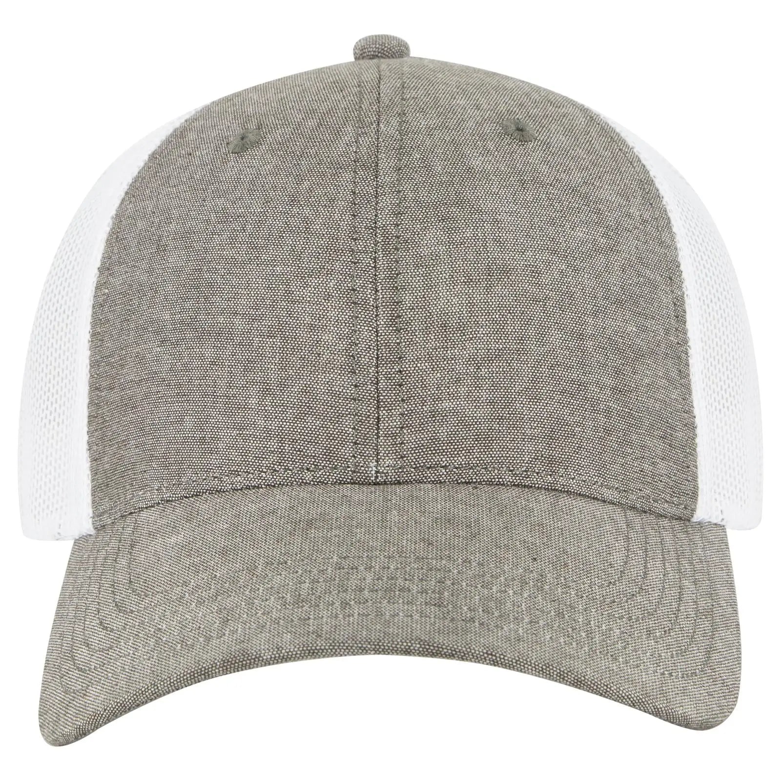OTTO 83-473 6 Panel Low Profile Mesh Back Trucker Cap - Ch.Gry/Wht - Ch.Gry/Wht / 6 1/2’’ - 7 5/8’’