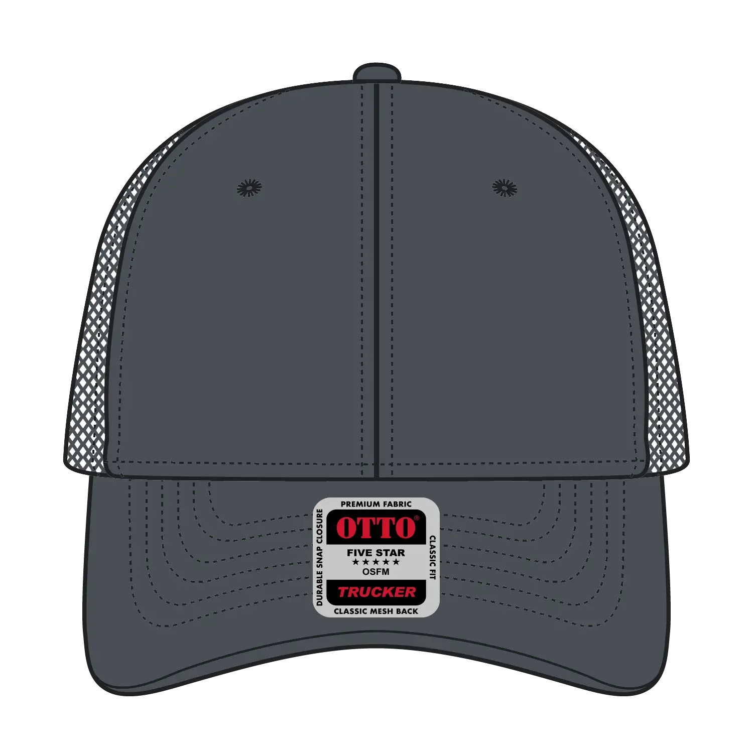OTTO 83-473 6 Panel Low Profile Mesh Back Trucker Cap - Char. Gray - Char. Gray / 6 1/2’’ - 7 5/8’’
