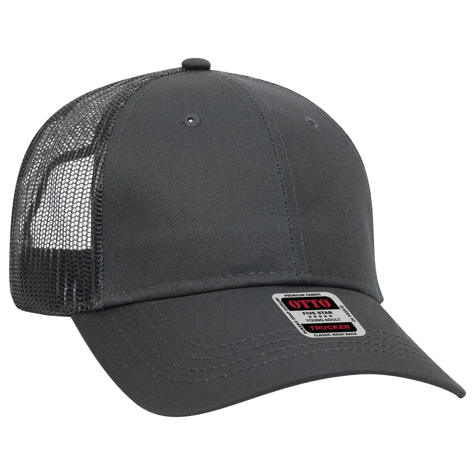 OTTO 83-473 6 Panel Low Profile Mesh Back Trucker Cap - Char. Gray