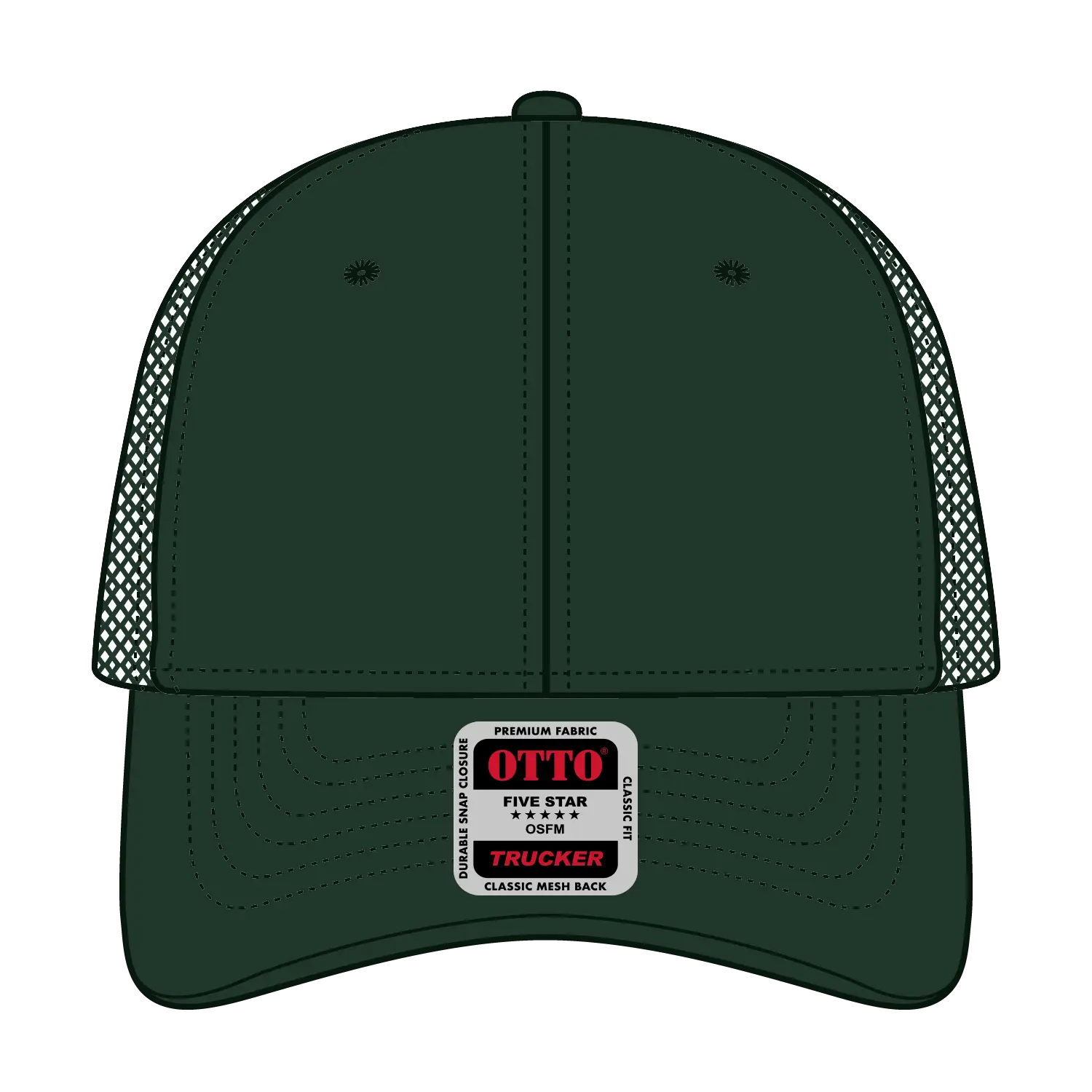 OTTO 83-473 6 Panel Low Profile Mesh Back Trucker Cap - Dk. Green - Dk. Green / 6 1/2’’ - 7 5/8’’