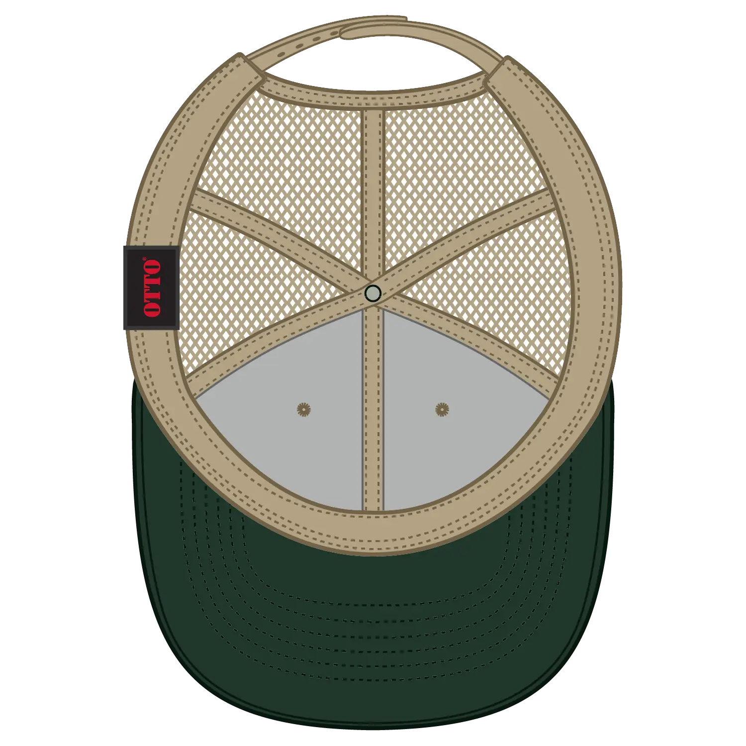 OTTO 83-473 6 Panel Low Profile Mesh Back Trucker Cap - Dk.Grn/Kha - Dk.Grn/Kha / 6 1/2’’ - 7 5/8’’