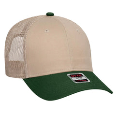 OTTO 83-473 6 Panel Low Profile Mesh Back Trucker Cap - Dk.Grn/Kha - Dk.Grn/Kha / 6 1/2’’ - 7 5/8’’