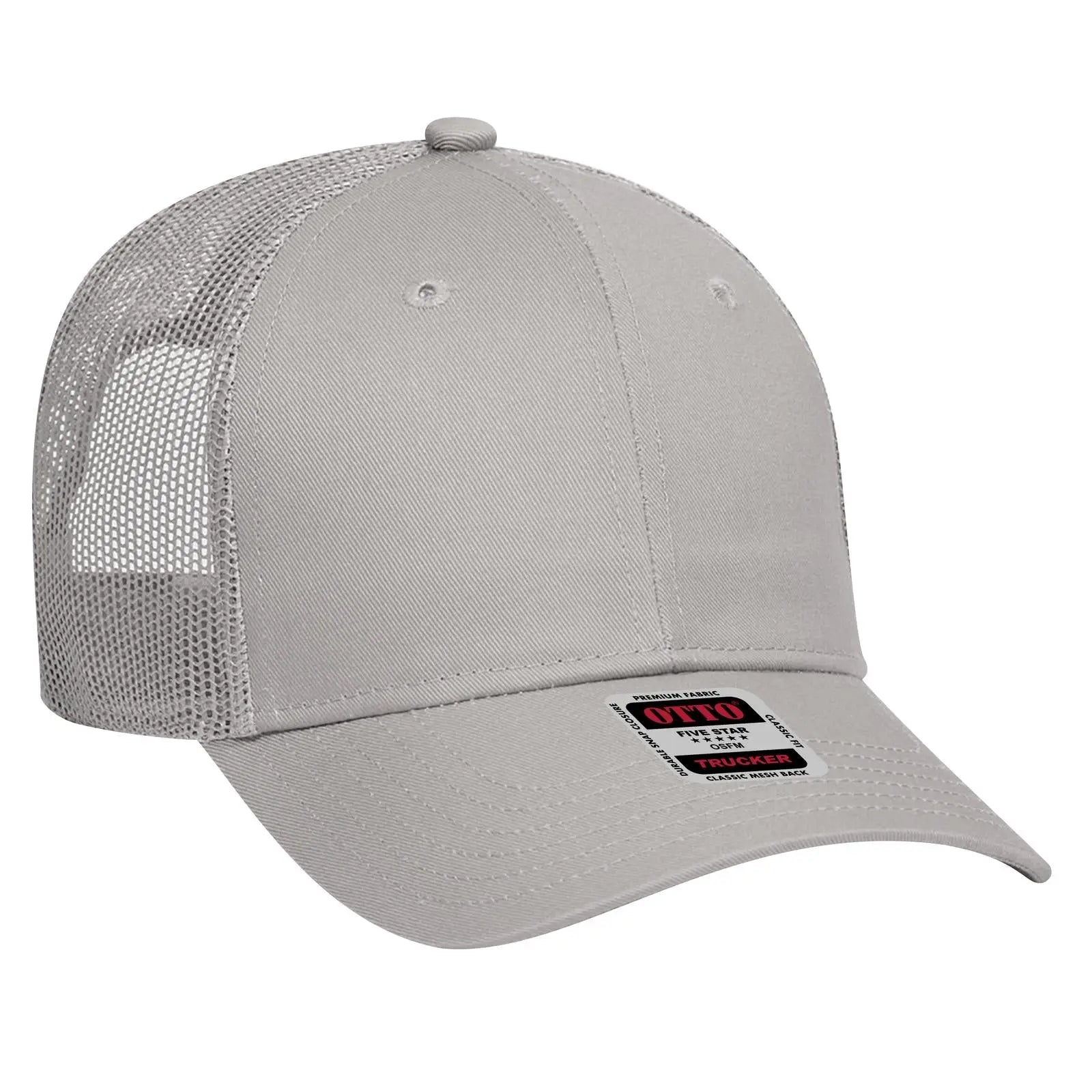 OTTO 83-473 6 Panel Low Profile Mesh Back Trucker Cap - Gray - Gray / 6 1/2’’ - 7 5/8’’
