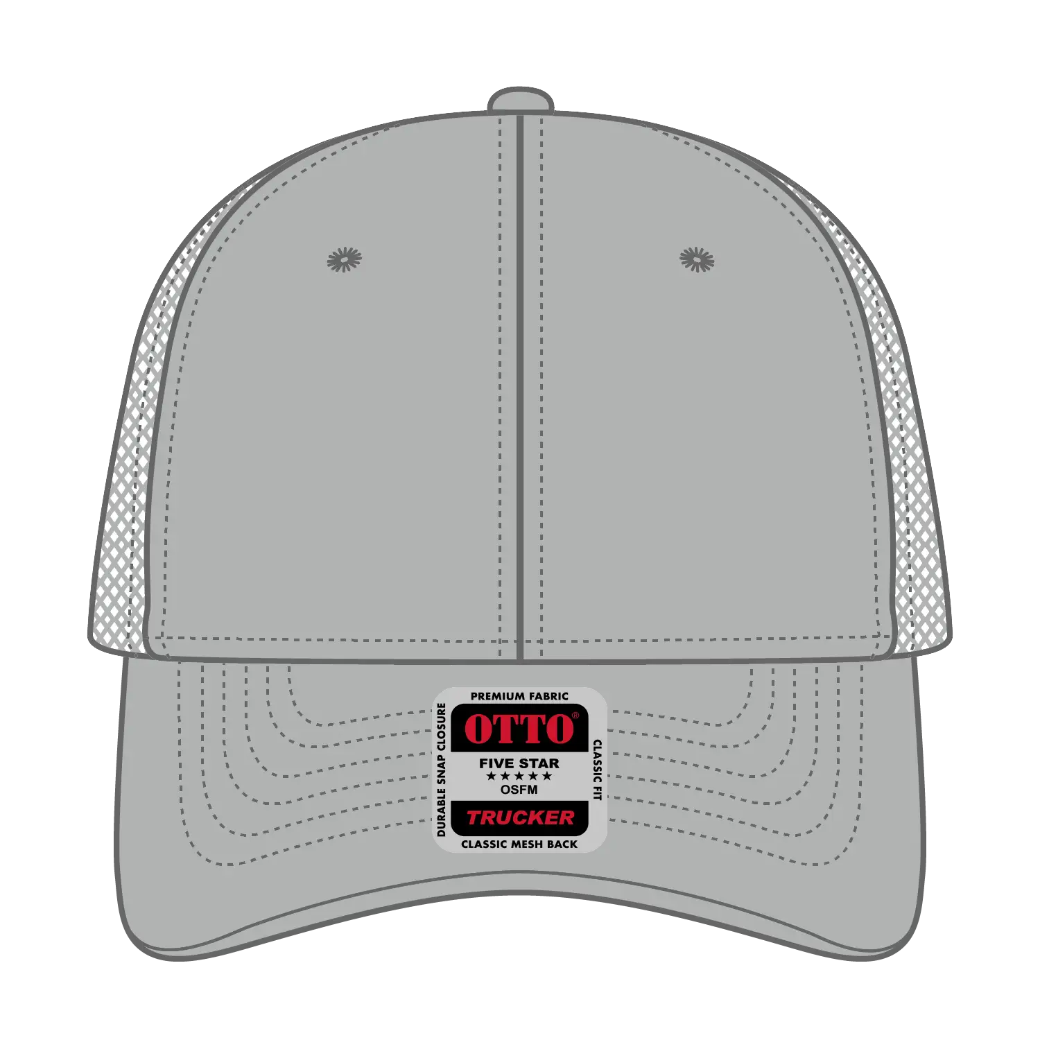 OTTO 83-473 6 Panel Low Profile Mesh Back Trucker Cap - Gray - Gray / 6 1/2’’ - 7 5/8’’