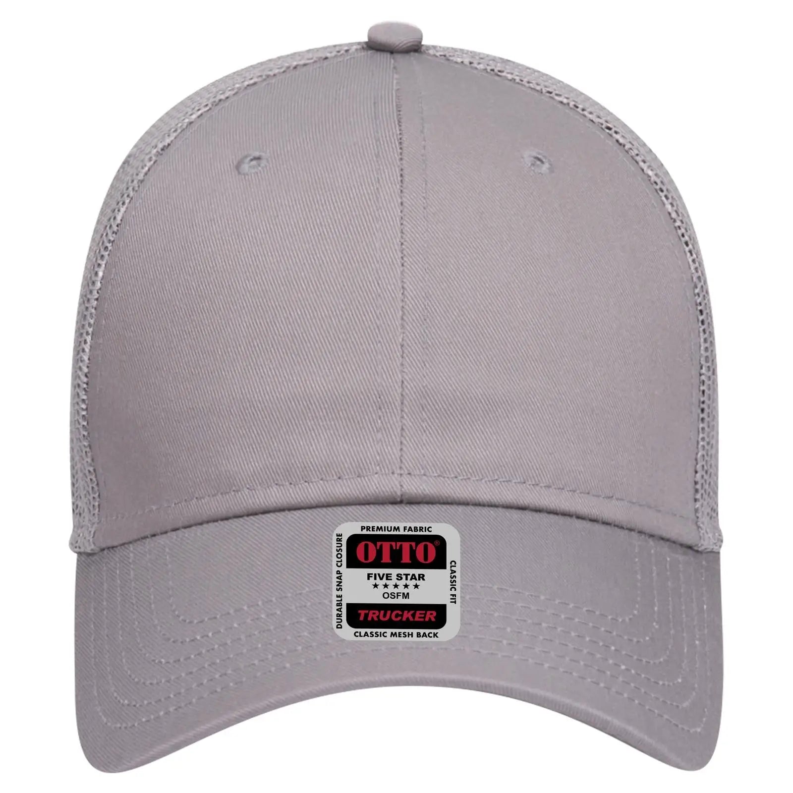 OTTO 83-473 6 Panel Low Profile Mesh Back Trucker Cap - Gray - Gray / 6 1/2’’ - 7 5/8’’