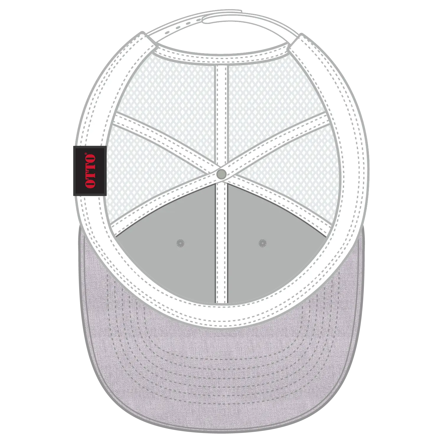 OTTO 83-473 6 Panel Low Profile Mesh Back Trucker Cap - H. Gry/H. Gry/Wht - H. Gry/H. Gry/Wht / 6 1/2’’ - 7 5/8’’