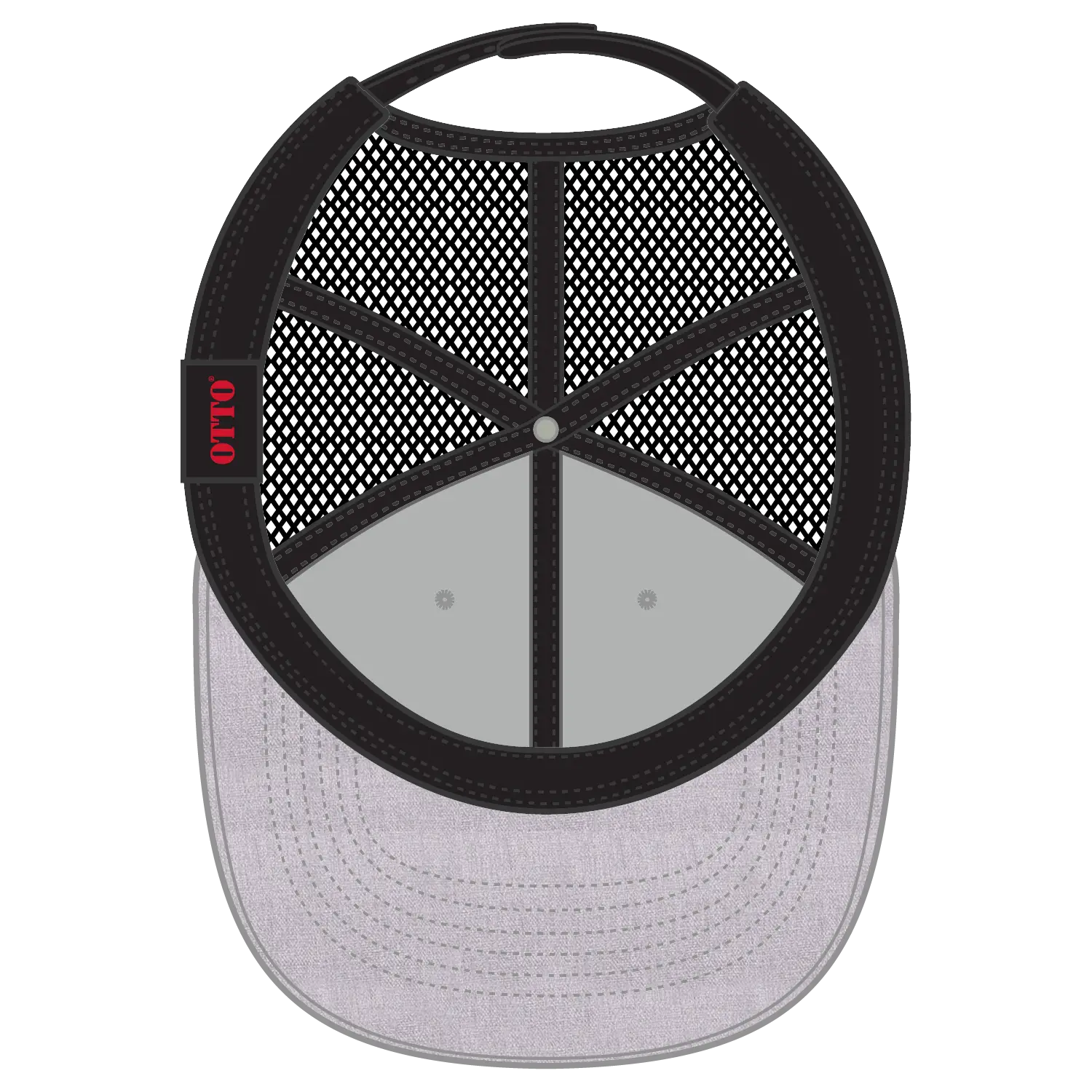 OTTO 83-473 6 Panel Low Profile Mesh Back Trucker Cap - H. Gry/H. Gry/Blk - H. Gry/H. Gry/Blk / 6 1/2’’ - 7 5/8’’
