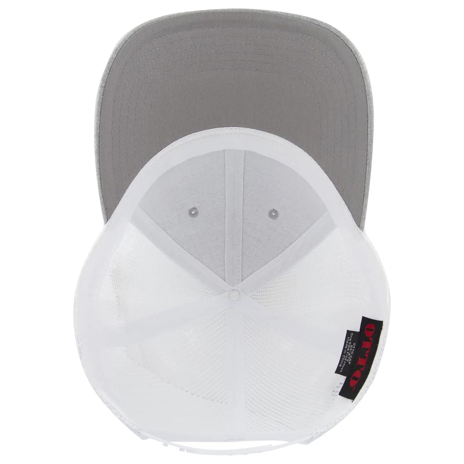 OTTO 83-473 6 Panel Low Profile Mesh Back Trucker Cap - H. Gry/H. Gry/Wht - H. Gry/H. Gry/Wht / 6 1/2’’ - 7 5/8’’