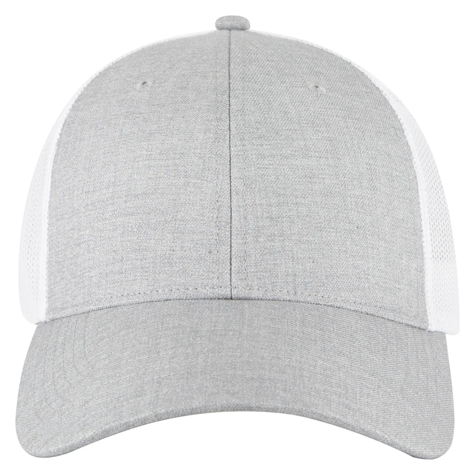 OTTO 83-473 6 Panel Low Profile Mesh Back Trucker Cap - H. Gry/H. Gry/Wht - H. Gry/H. Gry/Wht / 6 1/2’’ - 7 5/8’’