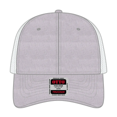 OTTO 83-473 6 Panel Low Profile Mesh Back Trucker Cap - H. Gry/H. Gry/Wht - H. Gry/H. Gry/Wht / 6 1/2’’ - 7 5/8’’