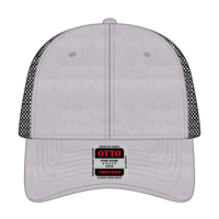 OTTO 83-473 6 Panel Low Profile Mesh Back Trucker Cap - H. Gry/H. Gry/Blk - H. Gry/H. Gry/Blk / 6 1/2’’ - 7 5/8’’