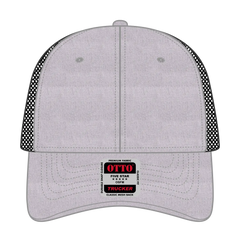 OTTO 83-473 6 Panel Low Profile Mesh Back Trucker Cap - H. Gry/H. Gry/Blk - H. Gry/H. Gry/Blk / 6 1/2’’ - 7 5/8’’