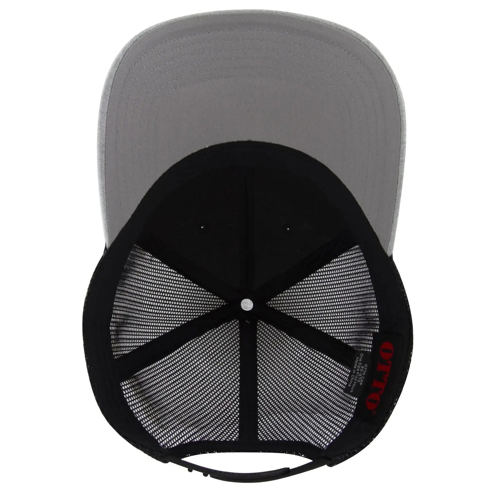 OTTO 83-473 6 Panel Low Profile Mesh Back Trucker Cap - H. Gry/H. Gry/Blk - H. Gry/H. Gry/Blk / 6 1/2’’ - 7 5/8’’