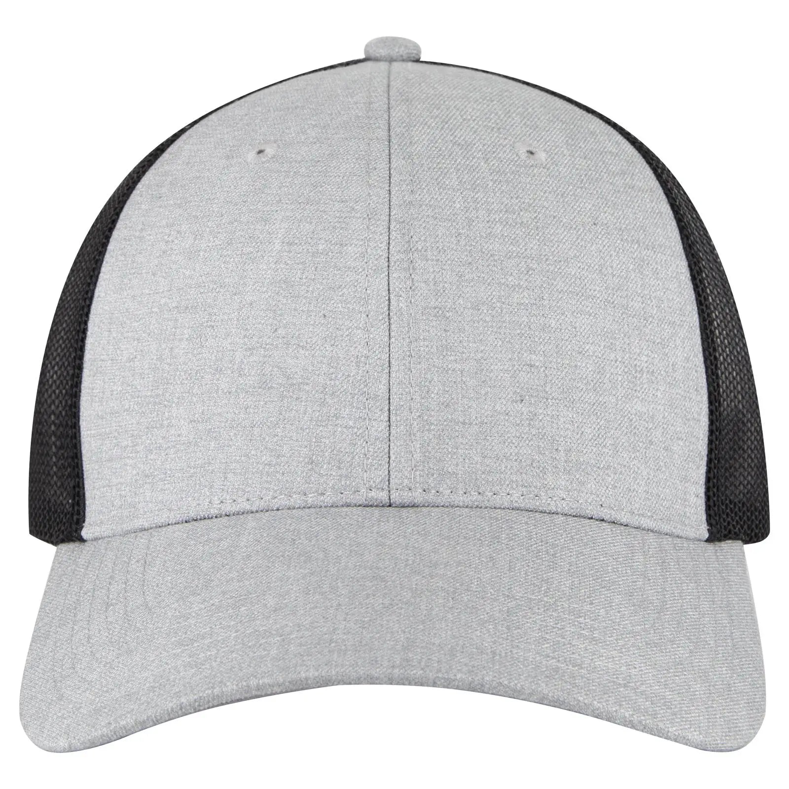 OTTO 83-473 6 Panel Low Profile Mesh Back Trucker Cap - H. Gry/H. Gry/Blk - H. Gry/H. Gry/Blk / 6 1/2’’ - 7 5/8’’