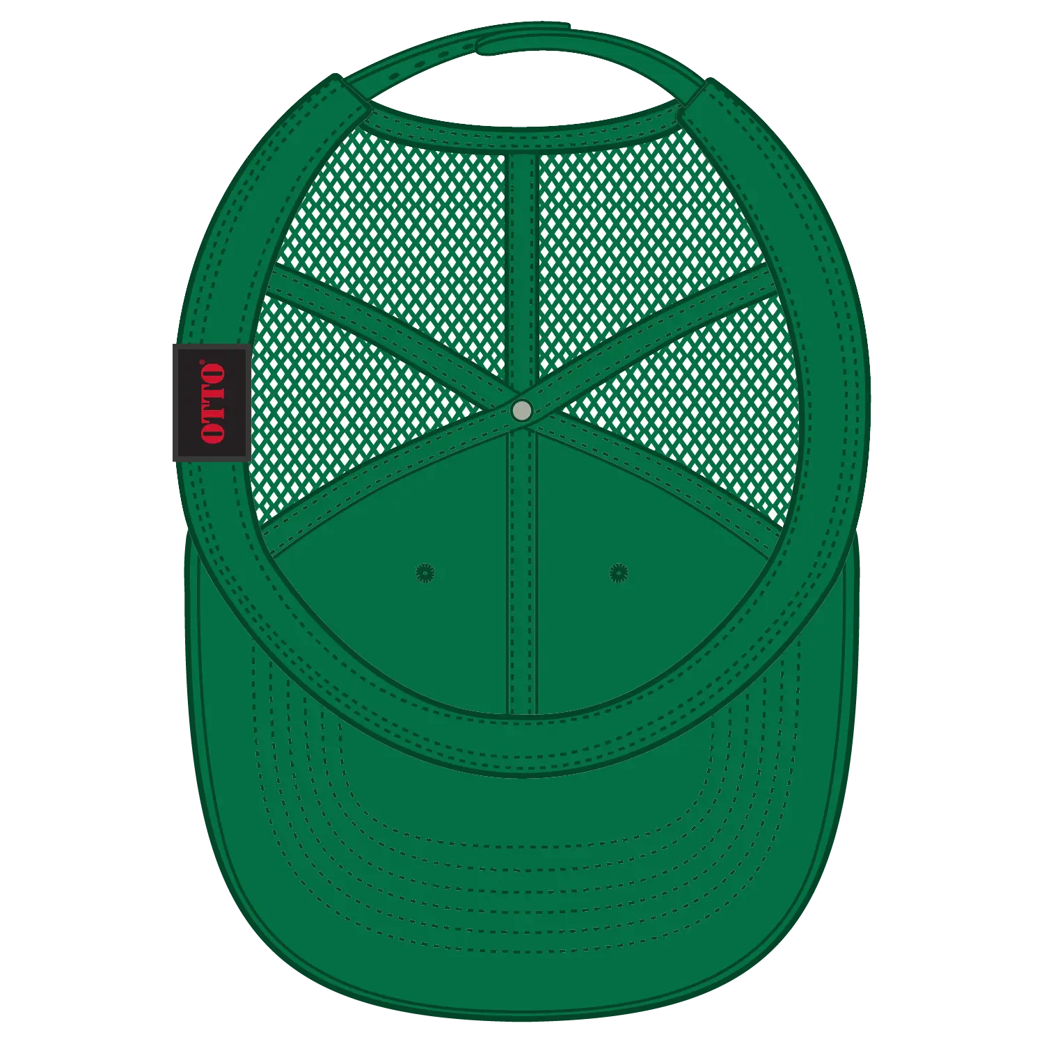 OTTO 83-473 6 Panel Low Profile Mesh Back Trucker Cap - Kelly - Kelly / 6 1/2’’ - 7 5/8’’