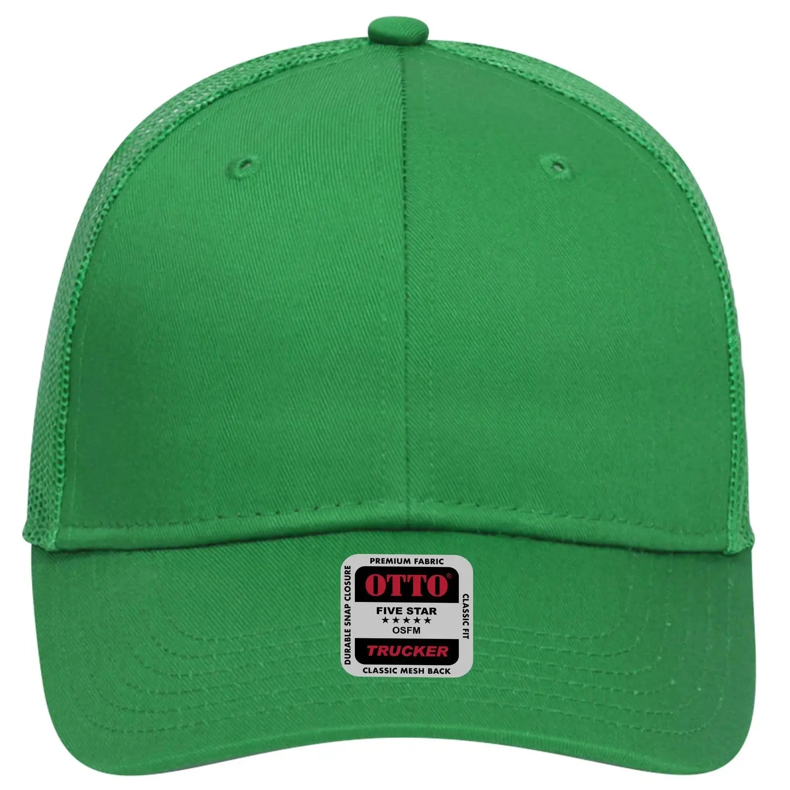 OTTO 83-473 6 Panel Low Profile Mesh Back Trucker Cap - Kelly - Kelly / 6 1/2’’ - 7 5/8’’