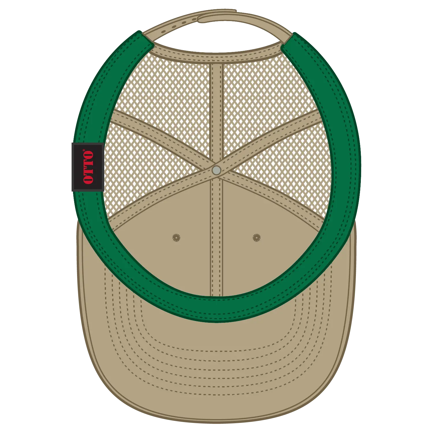 OTTO 83-473 6 Panel Low Profile Mesh Back Trucker Cap - Khaki - Khaki / 6 1/2’’ - 7 5/8’’