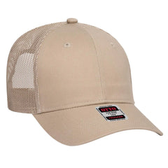 OTTO 83-473 6 Panel Low Profile Mesh Back Trucker Cap - Khaki - Khaki / 6 1/2’’ - 7 5/8’’