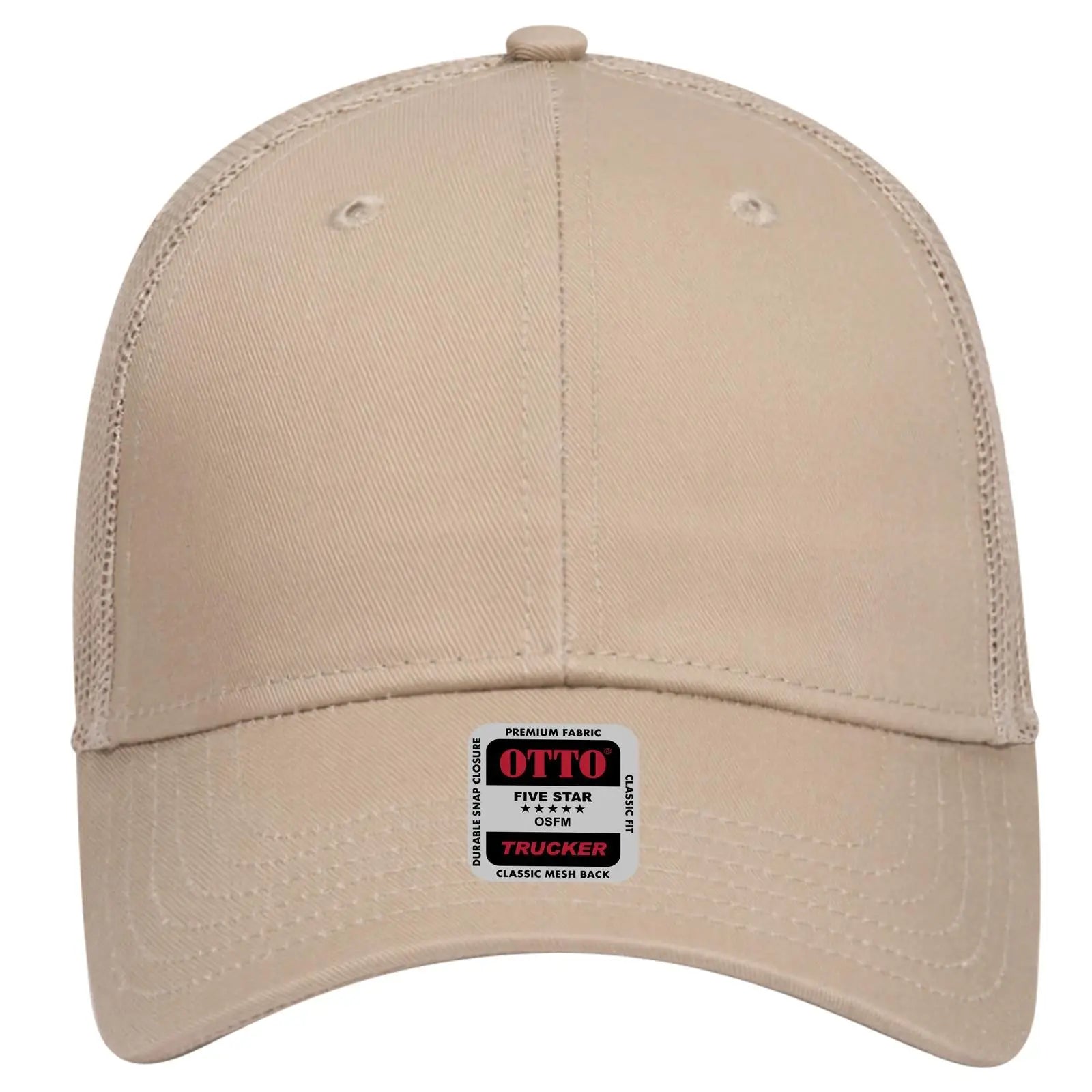 OTTO 83-473 6 Panel Low Profile Mesh Back Trucker Cap - Khaki - Khaki / 6 1/2’’ - 7 5/8’’