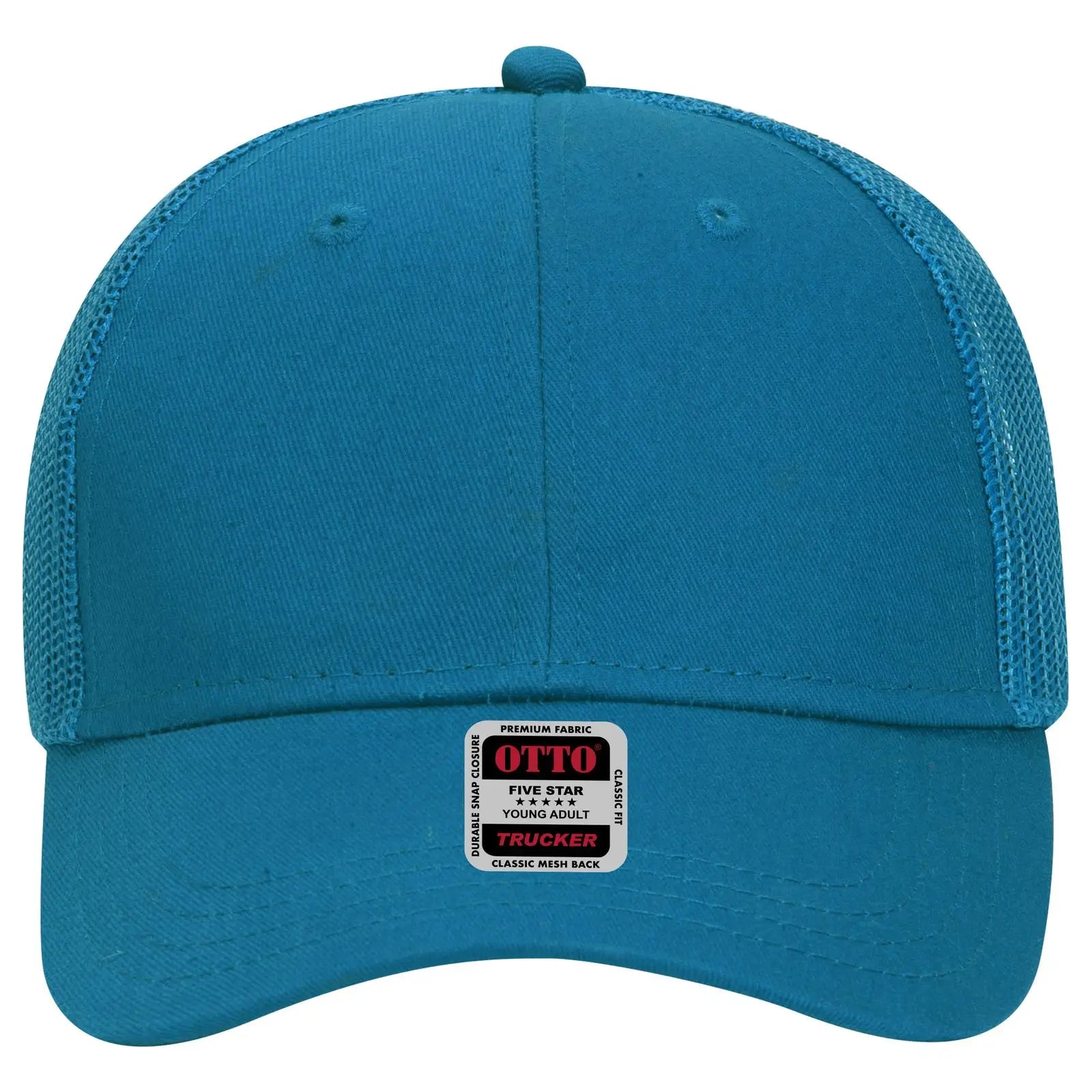 OTTO 83-473 6 Panel Low Profile Mesh Back Trucker Cap - Lake Blue