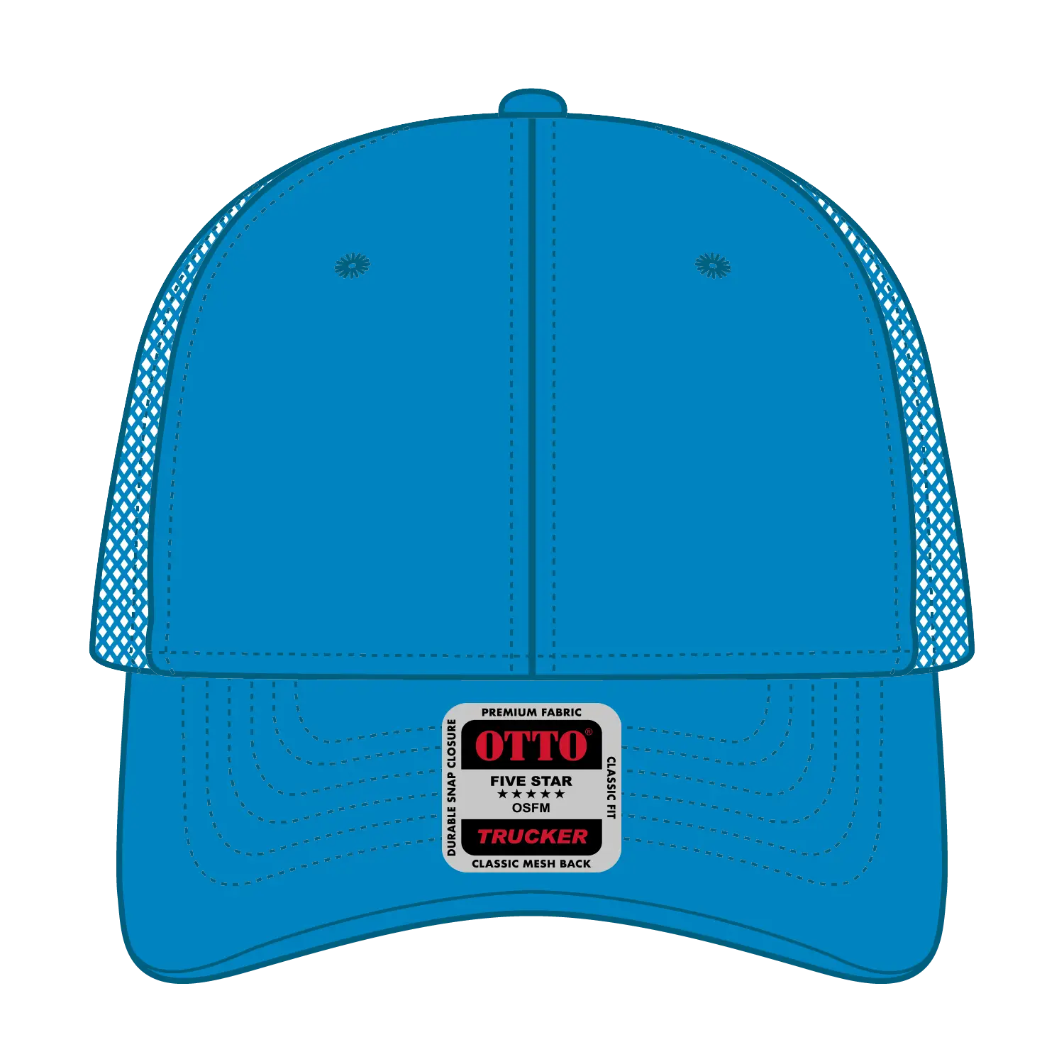 OTTO 83-473 6 Panel Low Profile Mesh Back Trucker Cap - Lake Blue - Lake Blue / 6 1/2’’ - 7 5/8’’