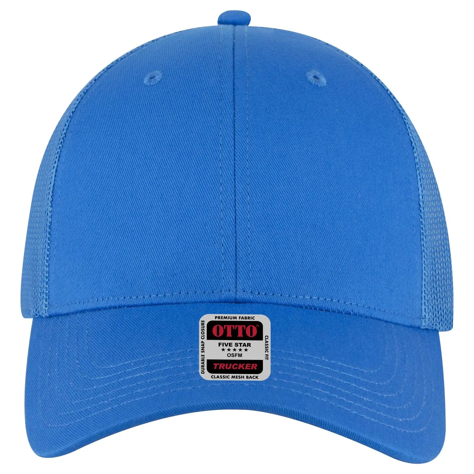 OTTO 83-473 6 Panel Low Profile Mesh Back Trucker Cap - Lake Blue