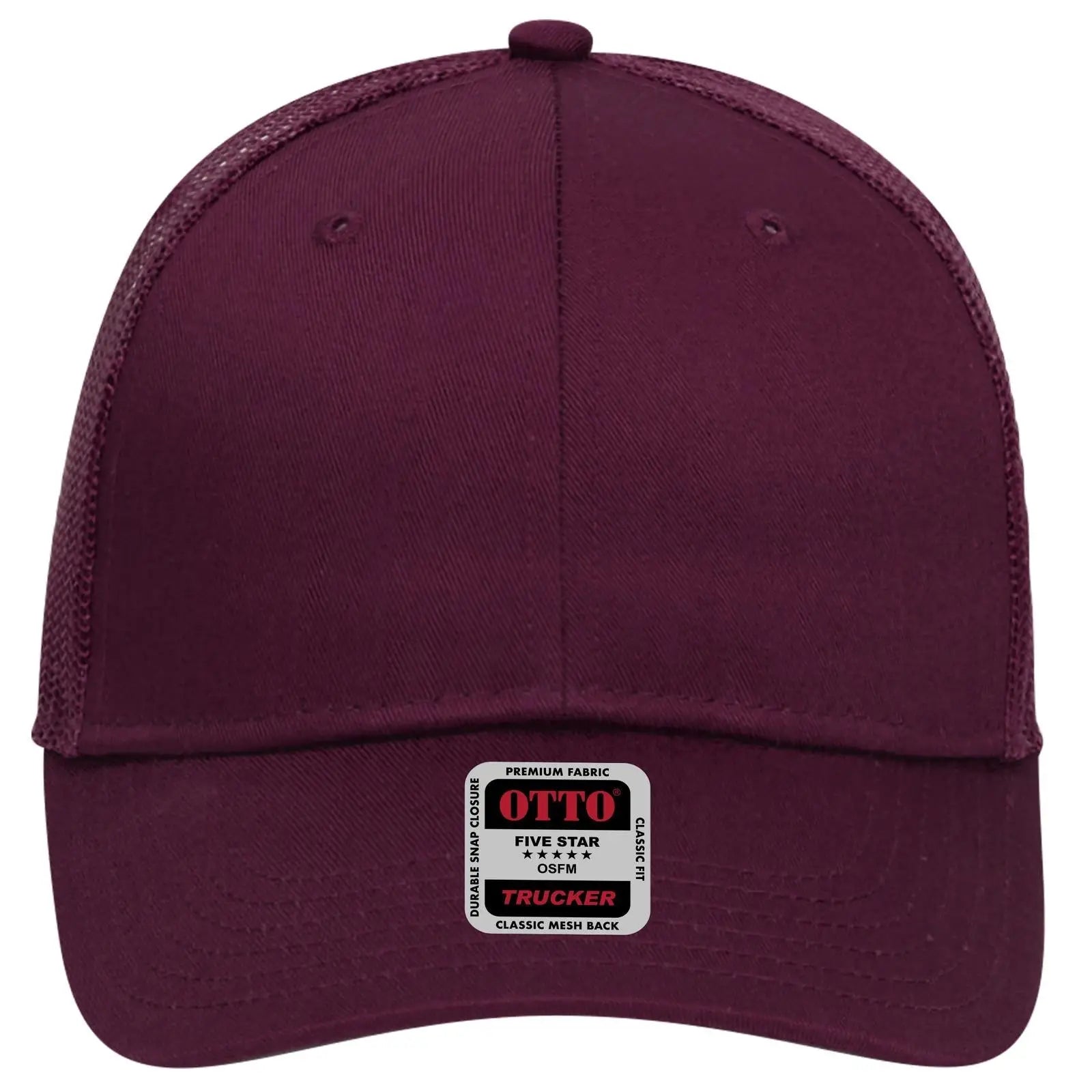 OTTO 83-473 6 Panel Low Profile Mesh Back Trucker Cap - Maroon - Maroon / 6 1/2’’ - 7 5/8’’