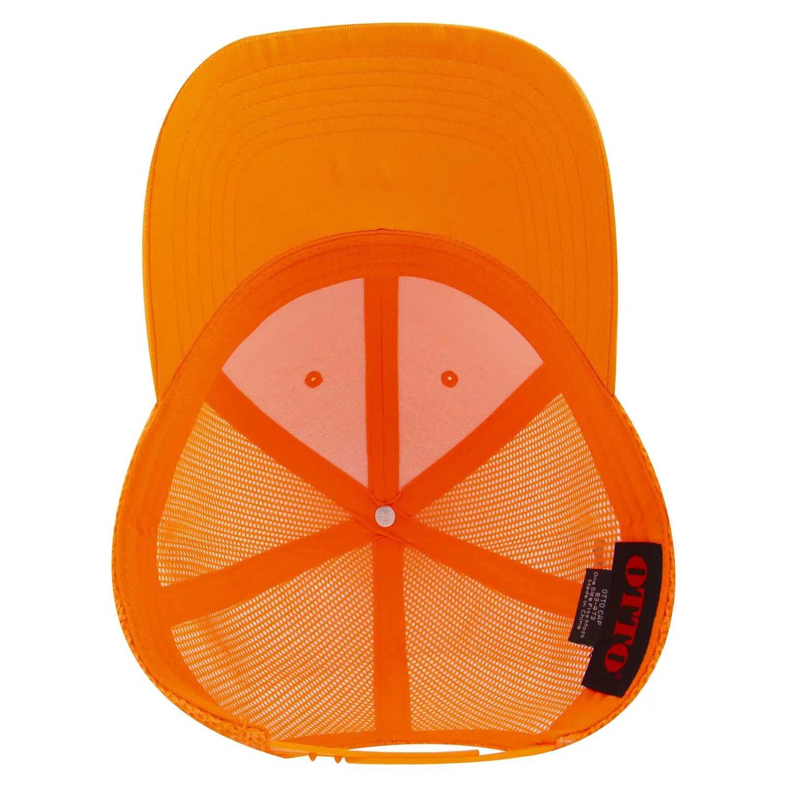OTTO 83-473 6 Panel Low Profile Mesh Back Trucker Cap - N. Orange - N. Orange / 6 1/2’’ - 7 5/8’’