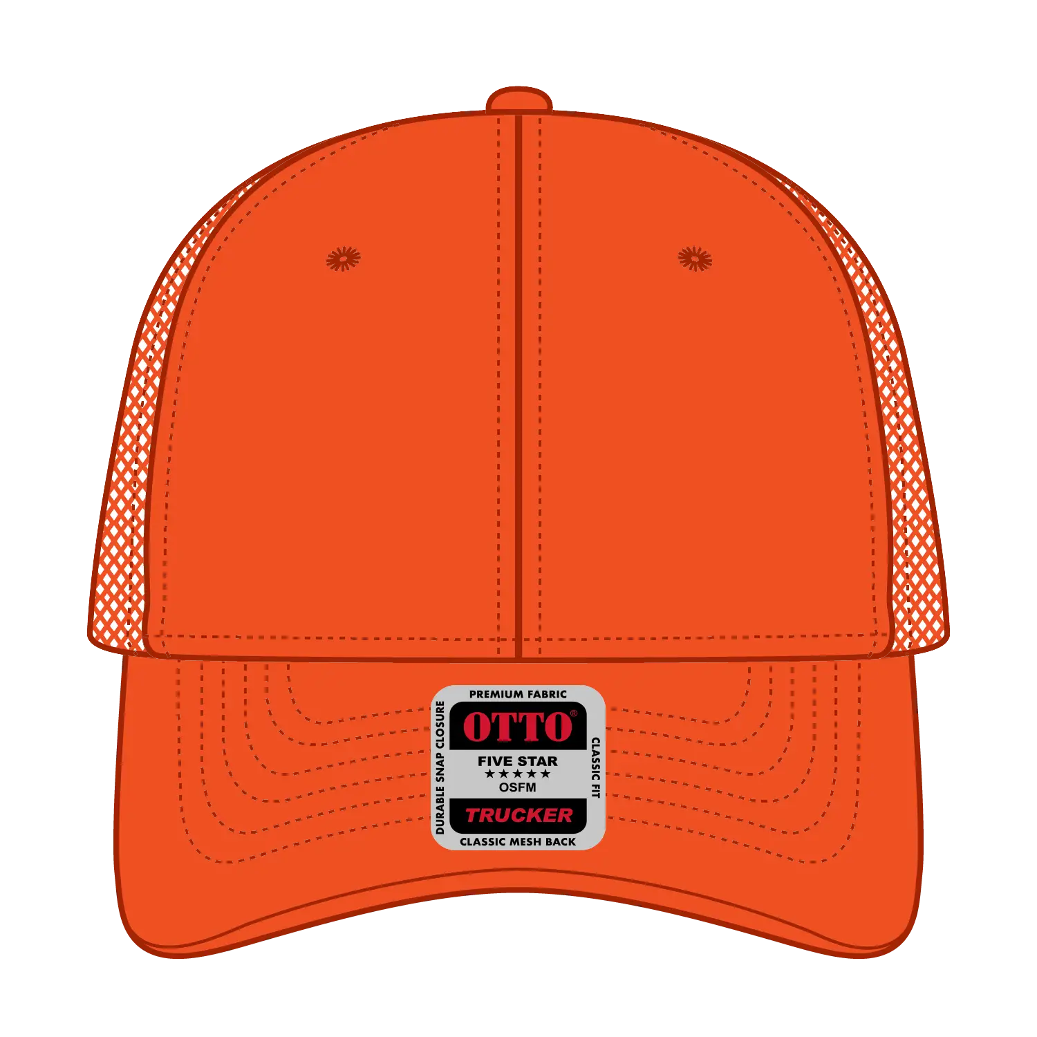 OTTO 83-473 6 Panel Low Profile Mesh Back Trucker Cap - N. Orange - N. Orange / 6 1/2’’ - 7 5/8’’