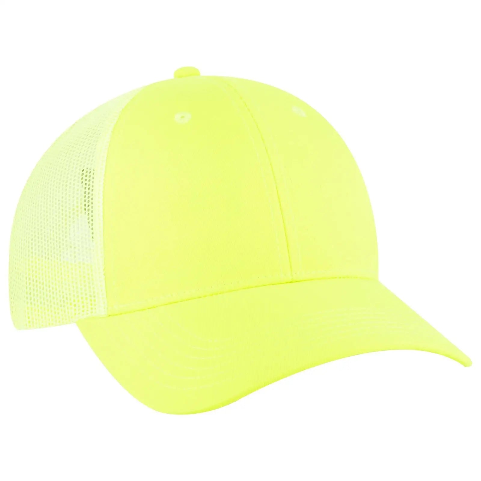 OTTO 83-473 6 Panel Low Profile Mesh Back Trucker Cap - N. Yellow - N. Yellow / 6 1/2’’ - 7 5/8’’