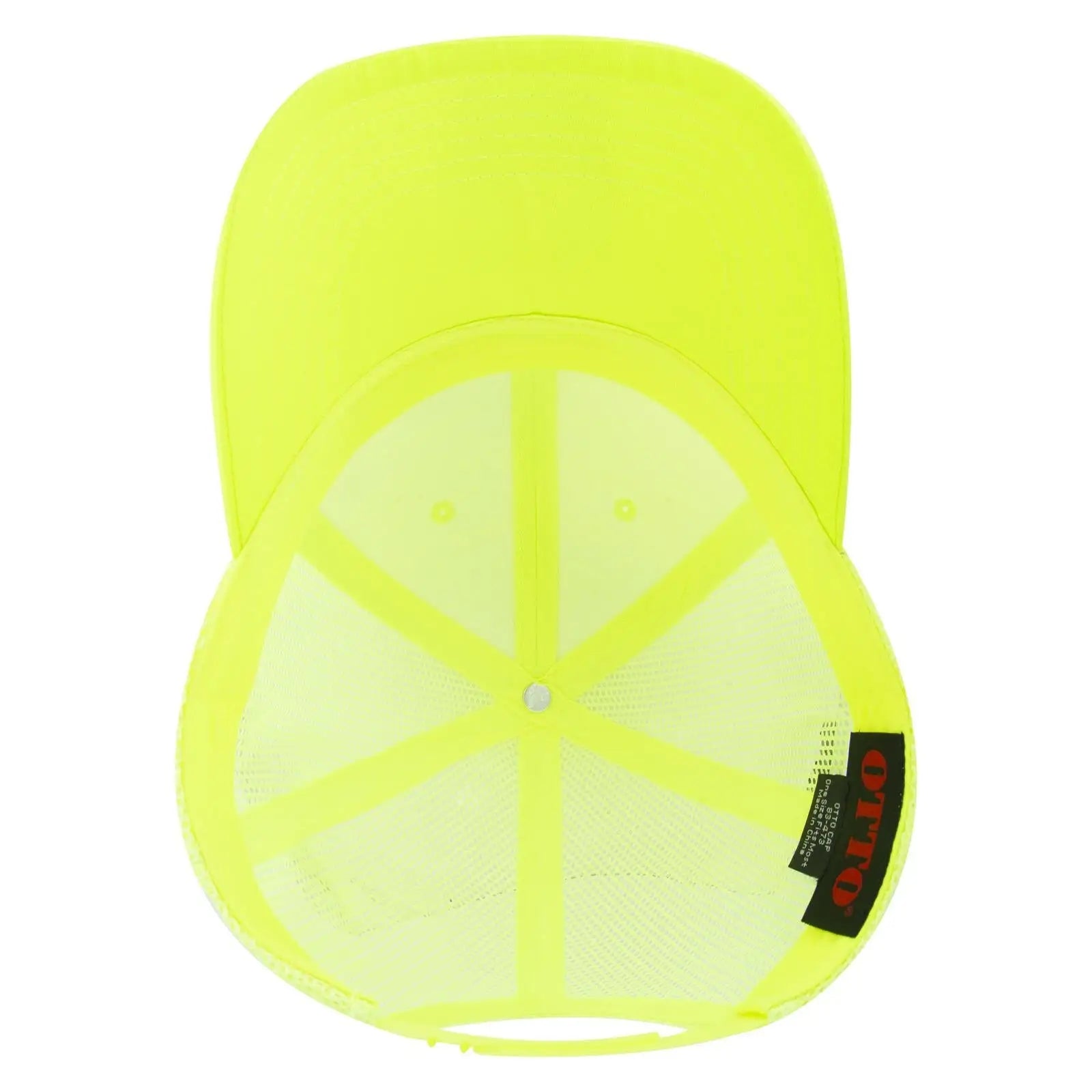 OTTO 83-473 6 Panel Low Profile Mesh Back Trucker Cap - N. Yellow - N. Yellow / 6 1/2’’ - 7 5/8’’