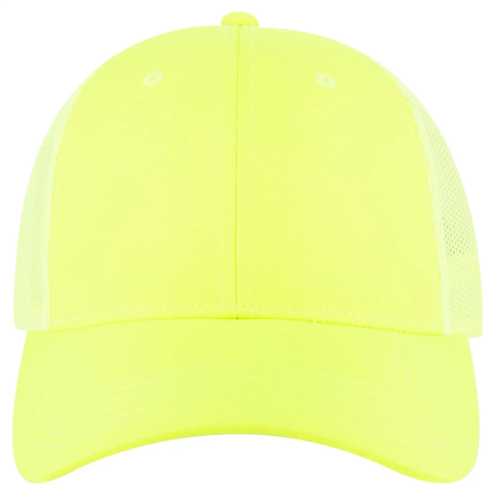 OTTO 83-473 6 Panel Low Profile Mesh Back Trucker Cap - N. Yellow - N. Yellow / 6 1/2’’ - 7 5/8’’