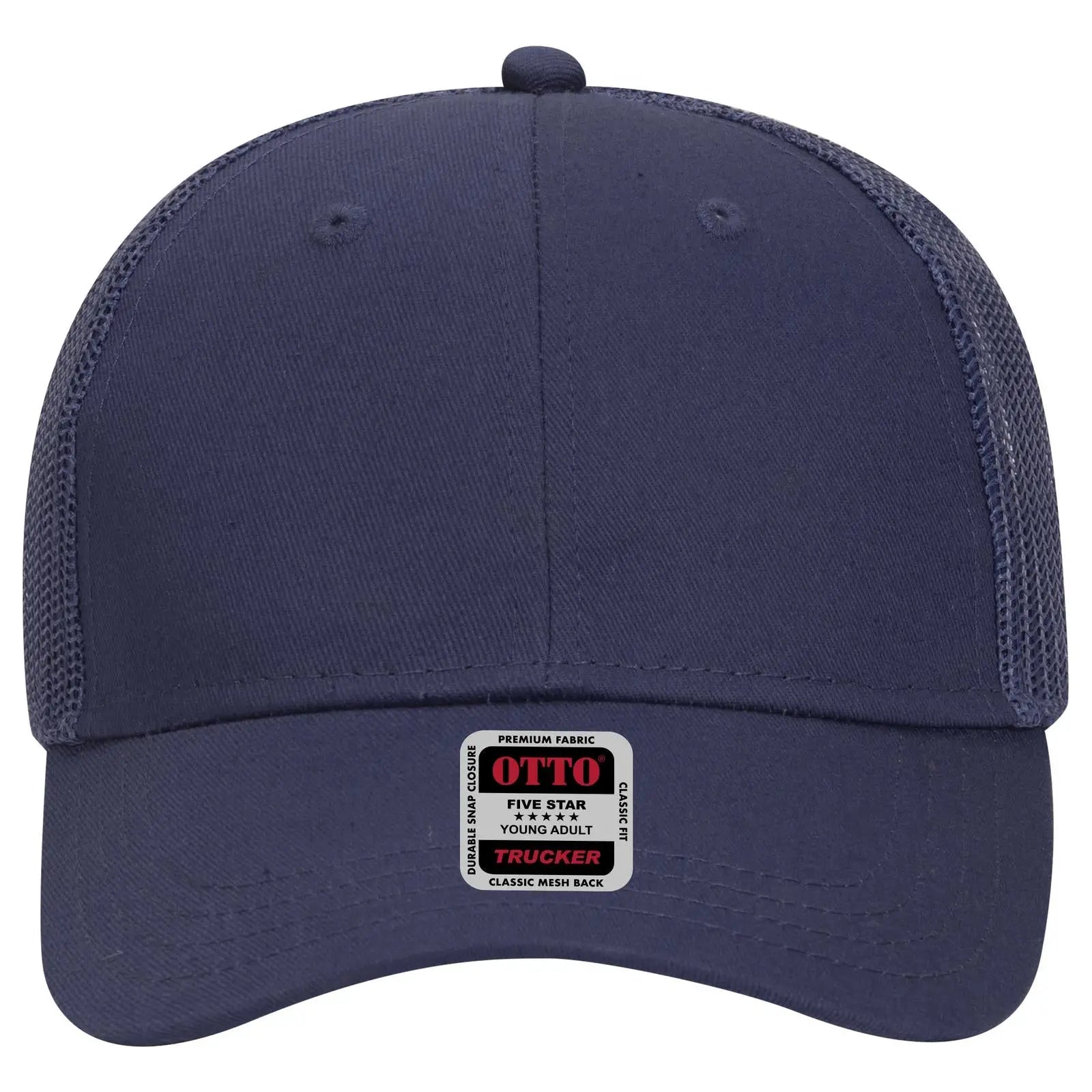 OTTO 83-473 6 Panel Low Profile Mesh Back Trucker Cap - Navy