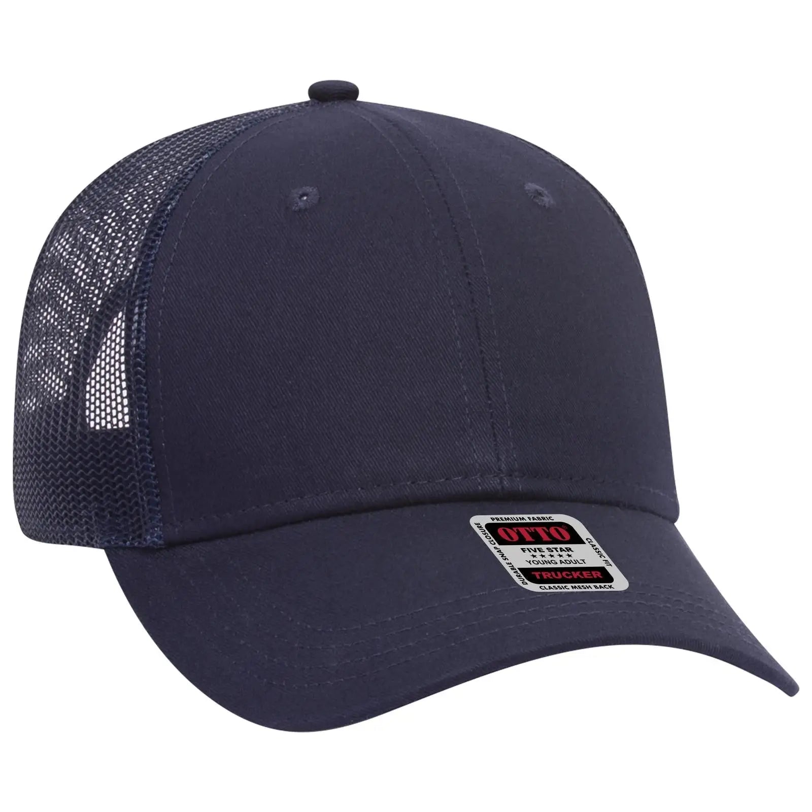 OTTO 83-473 6 Panel Low Profile Mesh Back Trucker Cap - Navy