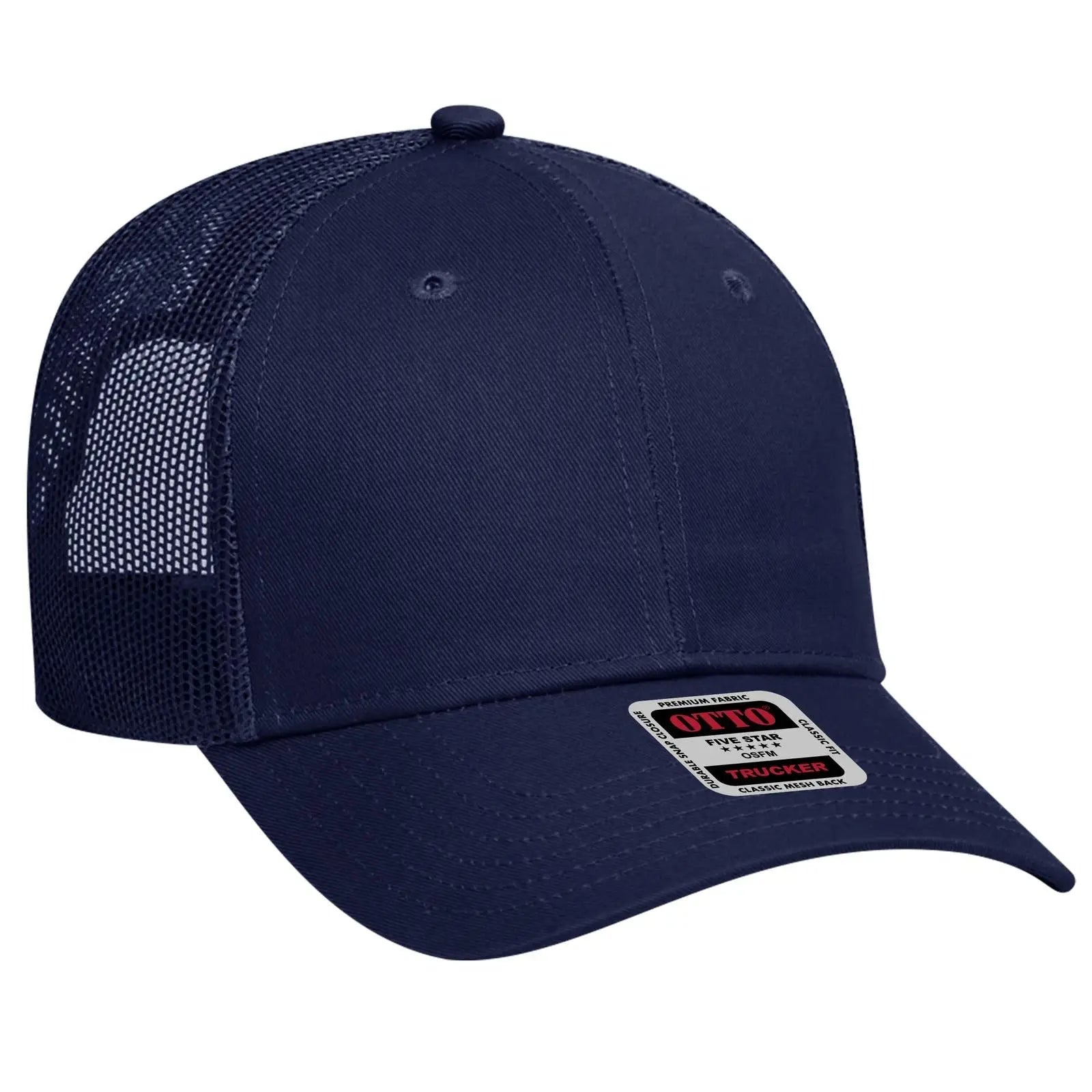 OTTO 83-473 6 Panel Low Profile Mesh Back Trucker Cap - Navy