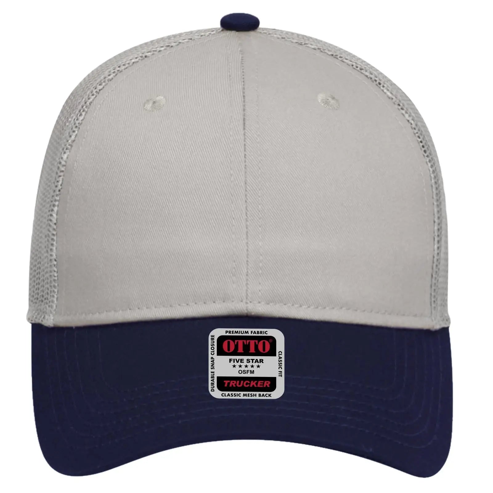 OTTO 83-473 6 Panel Low Profile Mesh Back Trucker Cap - Nvy/Gry - Nvy/Gry / 6 1/2’’ - 7 5/8’’