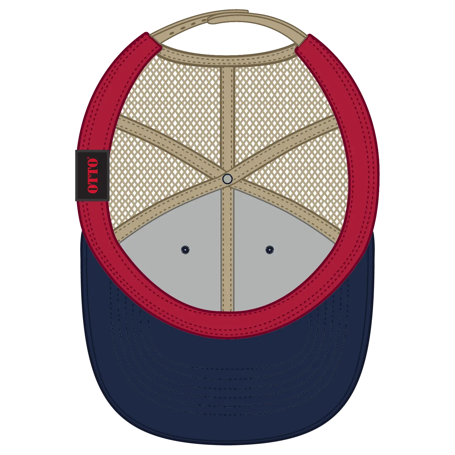 OTTO 83-473 6 Panel Low Profile Mesh Back Trucker Cap - Nvy/Kha - Nvy/Kha / 6 1/2’’ - 7 5/8’’