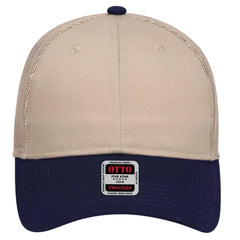 OTTO 83-473 6 Panel Low Profile Mesh Back Trucker Cap - Nvy/Kha - Nvy/Kha / 6 1/2’’ - 7 5/8’’