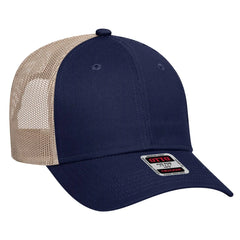 OTTO 83-473 6 Panel Low Profile Mesh Back Trucker Cap - Nvy/Nvy/Kha - Nvy/Nvy/Kha / 6 1/2’’ - 7 5/8’’