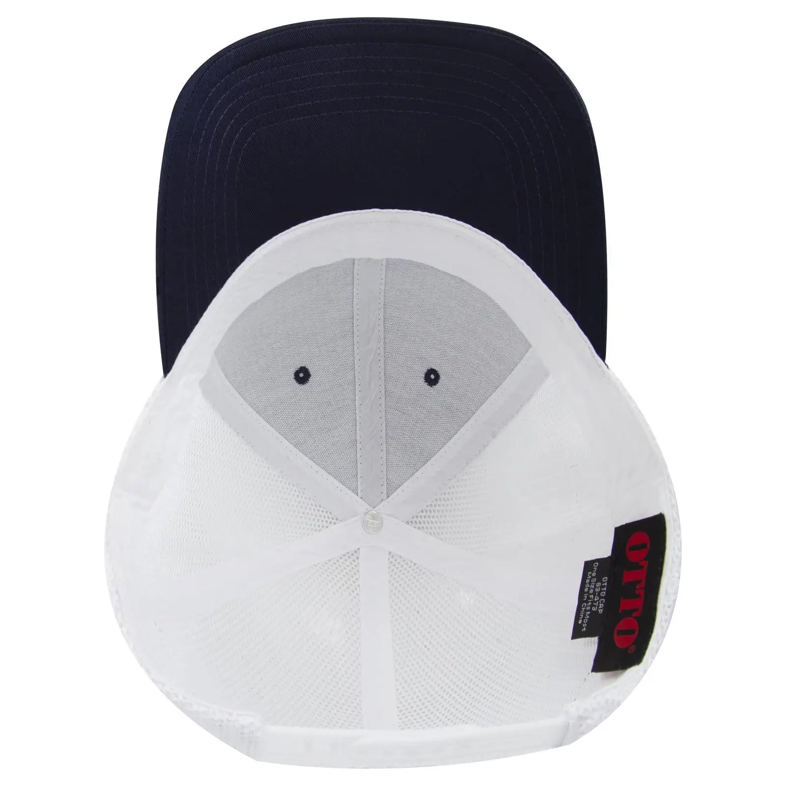 OTTO 83-473 6 Panel Low Profile Mesh Back Trucker Cap - Nvy/Nvy/Wht - Nvy/Nvy/Wht / 6 1/2’’ - 7 5/8’’