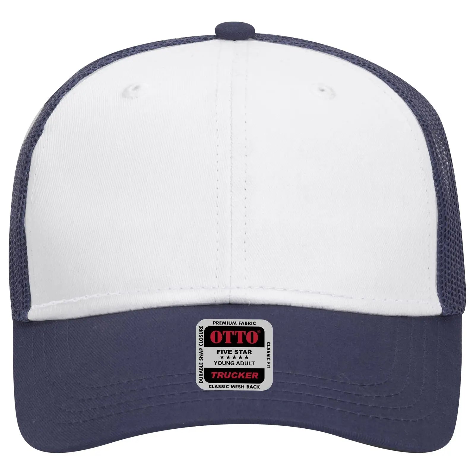 OTTO 83-473 6 Panel Low Profile Mesh Back Trucker Cap - Nvy/Wht/Nvy