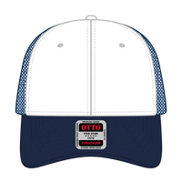 OTTO 83-473 6 Panel Low Profile Mesh Back Trucker Cap - Nvy/Wht/Nvy - Nvy/Wht/Nvy / 6 1/2’’ - 7 5/8’’