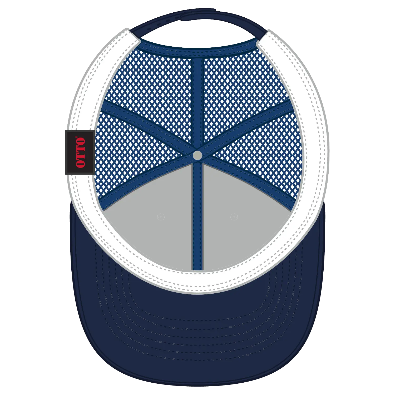 OTTO 83-473 6 Panel Low Profile Mesh Back Trucker Cap - Nvy/Wht/Nvy